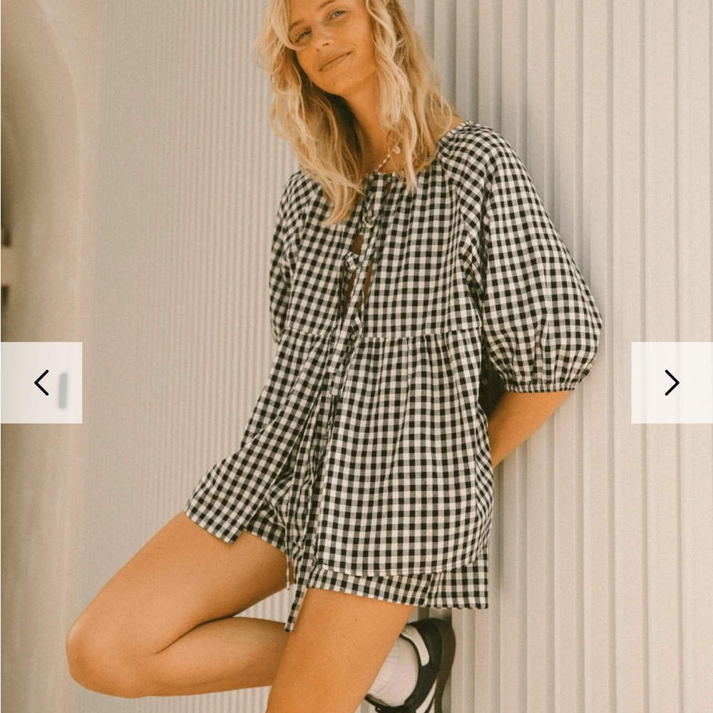 The Lullaby Club Black and White gingham set